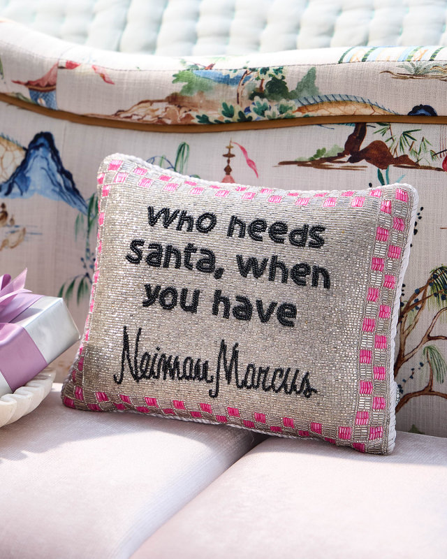 Who Needs Santa Beaded Pillow, 9" x 11"